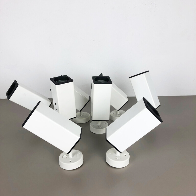 Set of 2 vintage modernist white wall lamp by Staff Lights