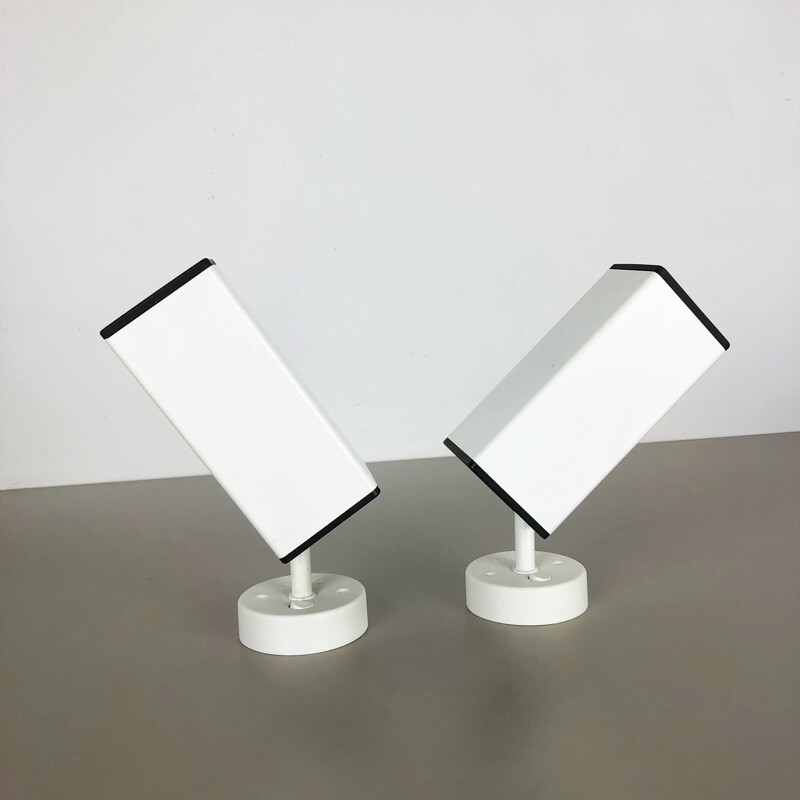 Set of 2 vintage modernist white wall lamp by Staff Lights