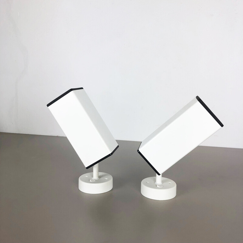 Set of 2 vintage modernist white wall lamp by Staff Lights