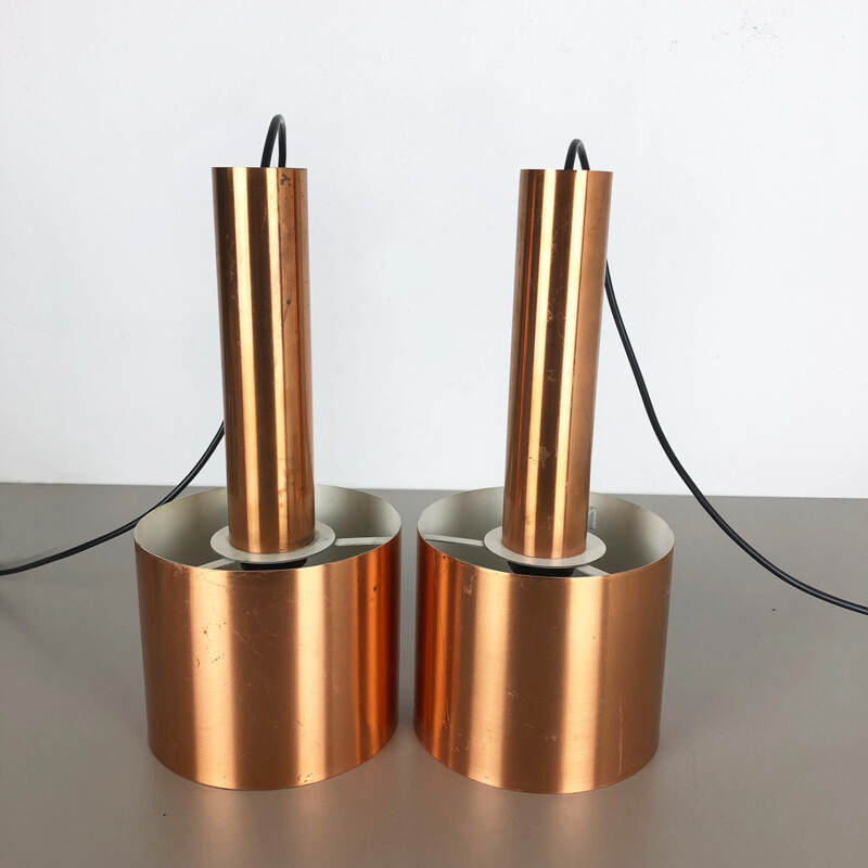 Pair of vintage metal pendant lamps by Jo Hammerborg for Fog and Mørup, 1963