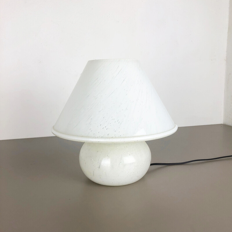 Lampe de table vintage Champignon en verre pour Glashütte Limburg, Allemagne 1970