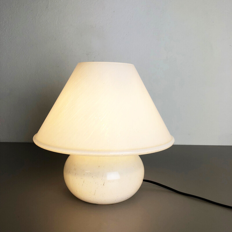 Vintage glass mushroom table lamp for Glashütte Limburg, Germany 1970