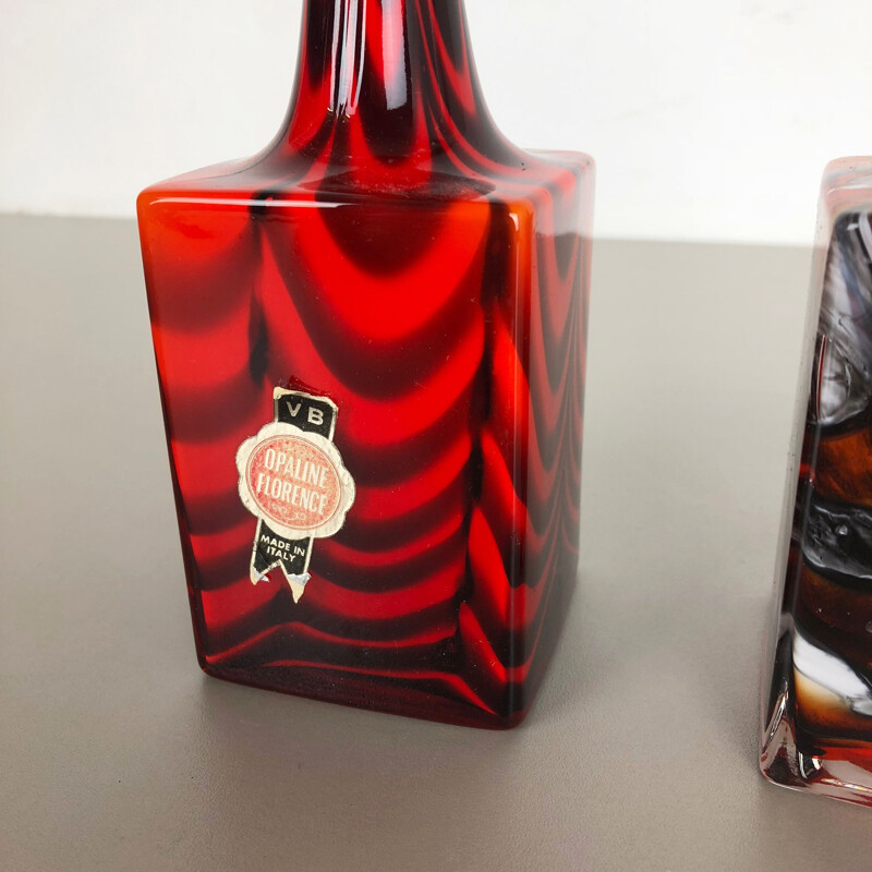 Pair of vintage pop art vases by Opaline Florence, Italy 1970