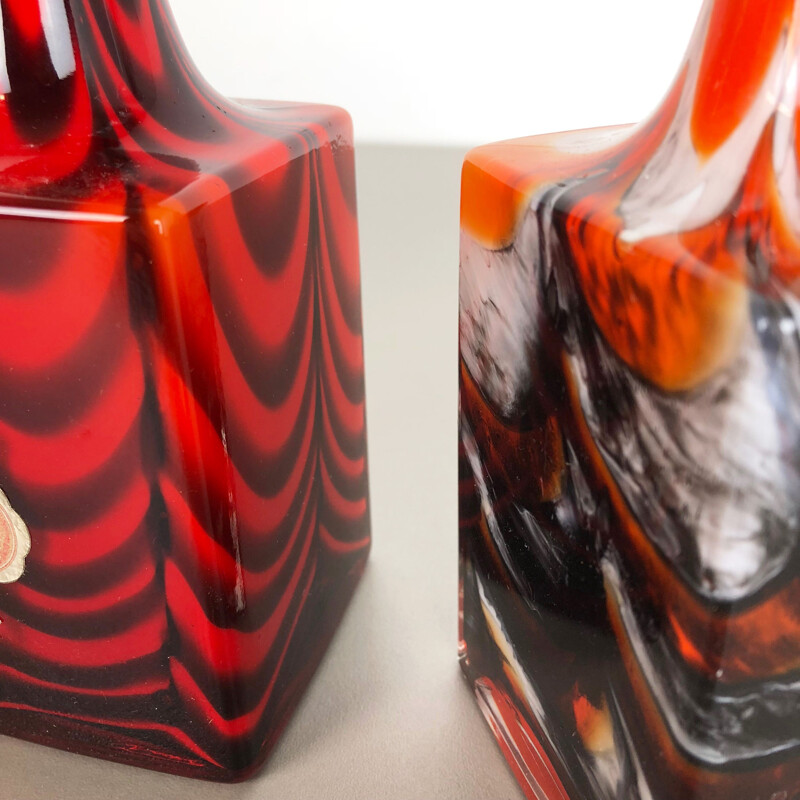 Pair of vintage pop art vases by Opaline Florence, Italy 1970