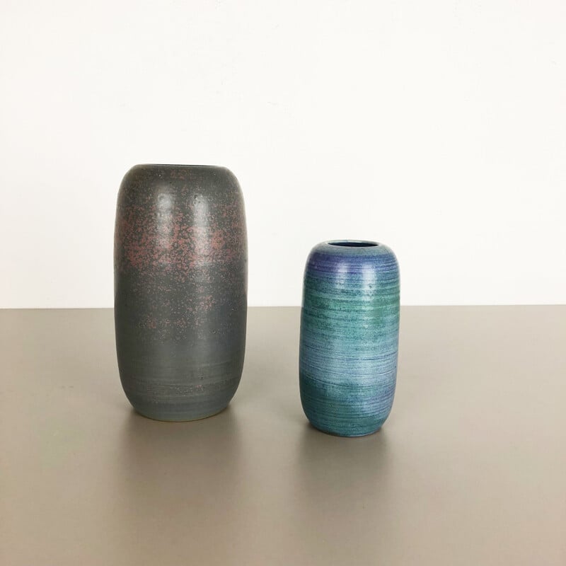 Paire de vases studio pottery vintage en céramique par Piet Knepper pour Mobach, Pays-bas 1970