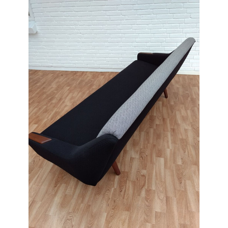 Vintage 3-seater sofa teak and black wool by Retro Møbler Galleri Denmark 1970s