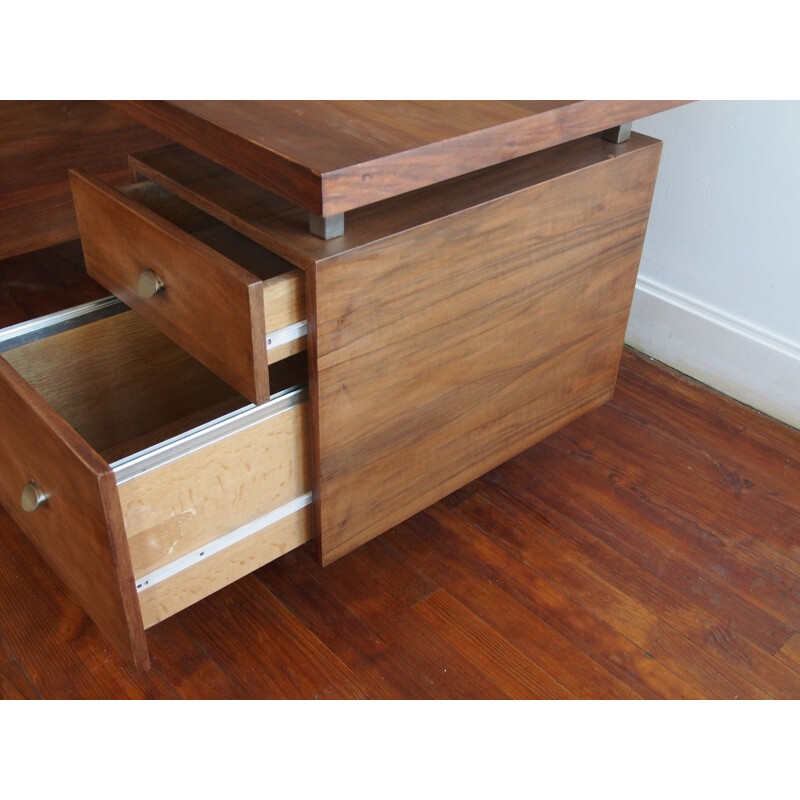 Vintage desk in walnut France 1970s