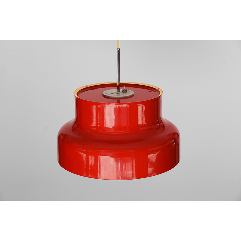 Suspension vintage rouge Bumling par Anders Pehrson pour Ateljé Lyktan Suède années 1960