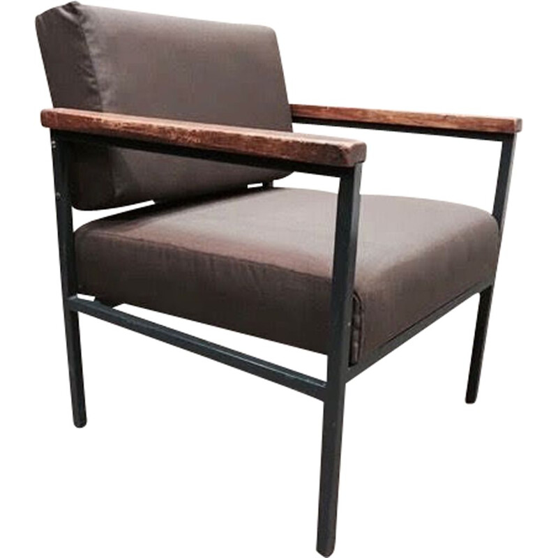 Suite de 2 fauteuils vintage scandinaves en teck et métal 1950