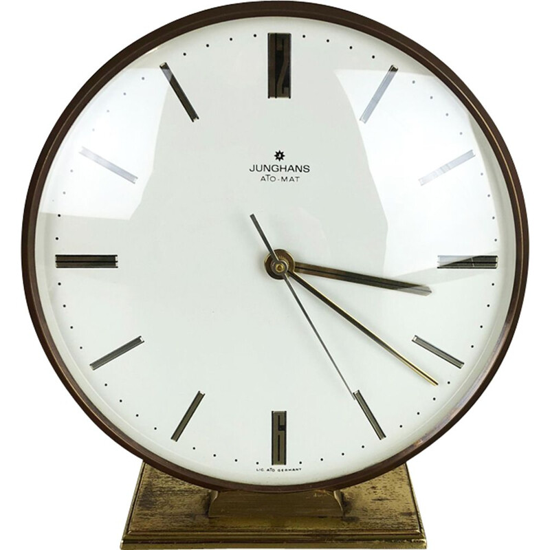 Horloge vintage allemande pour Junghans en laiton et métal 1960