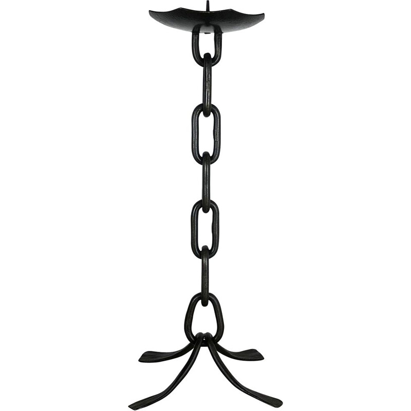 Vintage Brutalist metal candlestick, Austria 1960