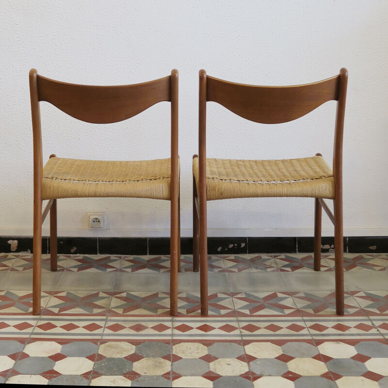 Pair of vintage chairs in rope by Aksel Bender Madsen for Glyngore Stolefabrick Scandinavian 