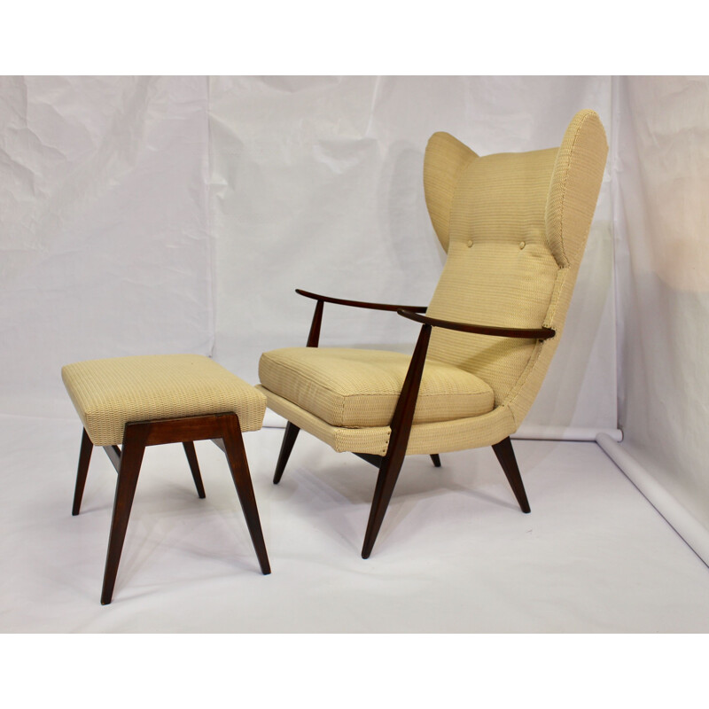 Vintage armchair and ottoman by Walter Knoll editions Knoll Antimott 1950s