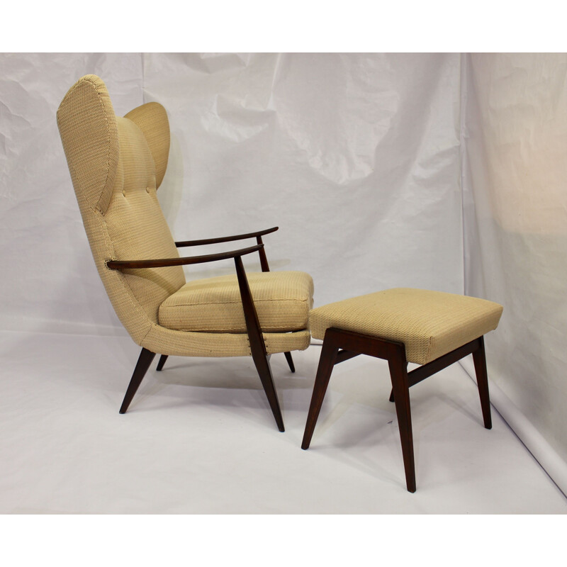 Vintage armchair and ottoman by Walter Knoll editions Knoll Antimott 1950s