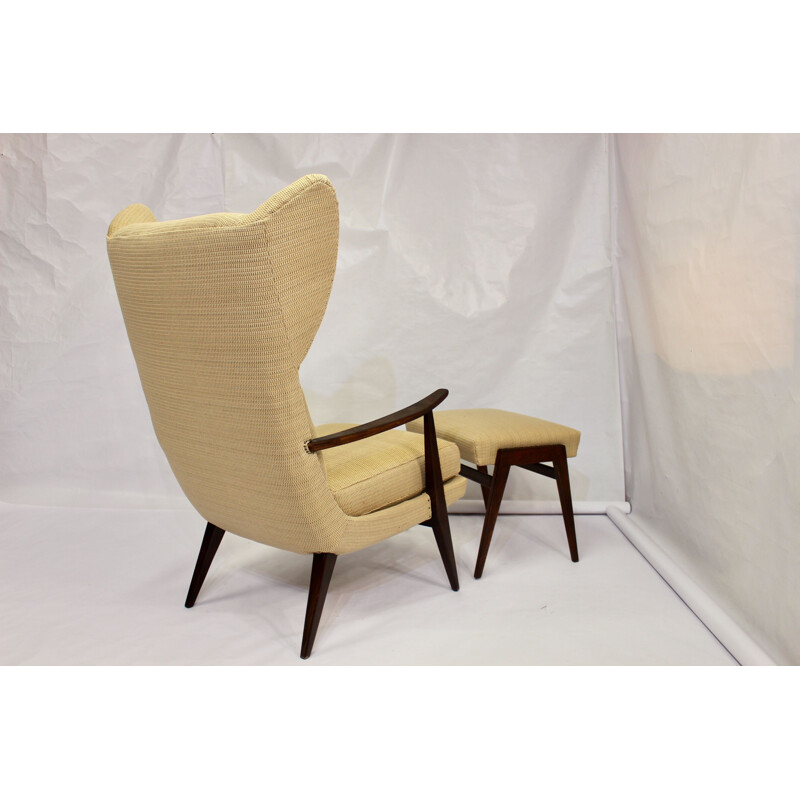 Vintage armchair and ottoman by Walter Knoll editions Knoll Antimott 1950s