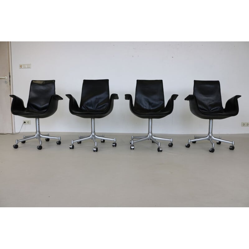 Group of 4 vintage tulip chairs for Kill International by Jurgen Kastholm & Preben Fabricius
