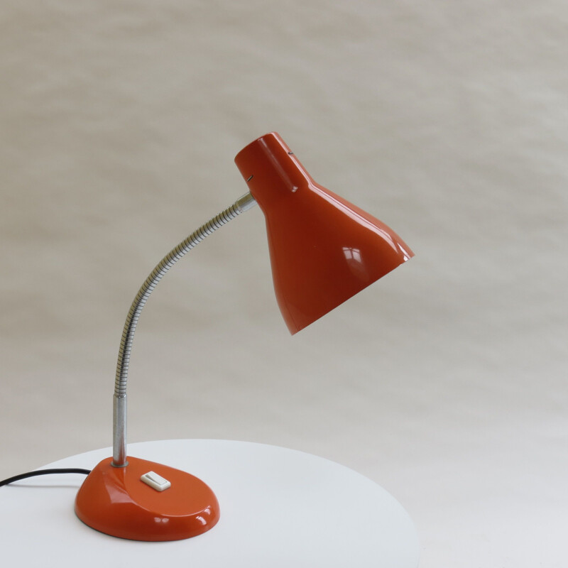 Lampe de bureau vintage orange par H Terry and Sond années 1960