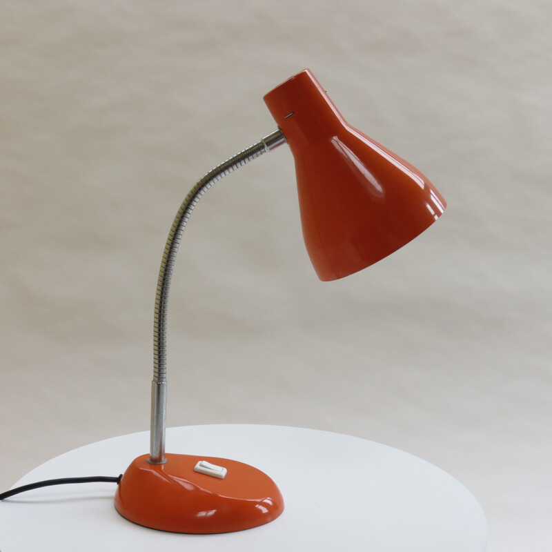 Lampe de bureau vintage orange par H Terry and Sond années 1960