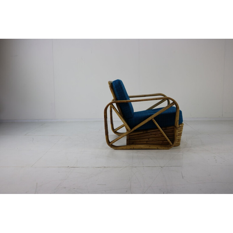 Fauteuil lounge vintage en rotin par Paul Frankl