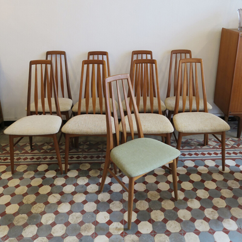 Ensemble de 9 chaises vintage Eva Niels Koefoed  pour Koefoeds Möbelfabrik, Hornslet, Danemark