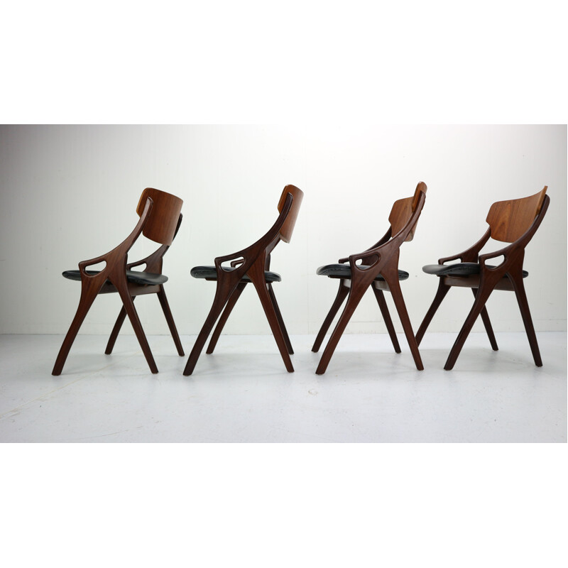 Ensemble de 4 chaises à repas vintage 71 par Arne Hovmand Olsen pour Mogens Kold Danemark années 1960