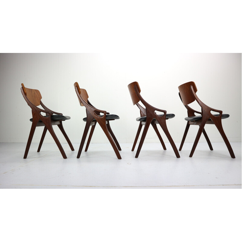 Set of 4 vintage dining chairs 71 by Arne Hovmand Olsen for Mogens Kold Denmark 1960s