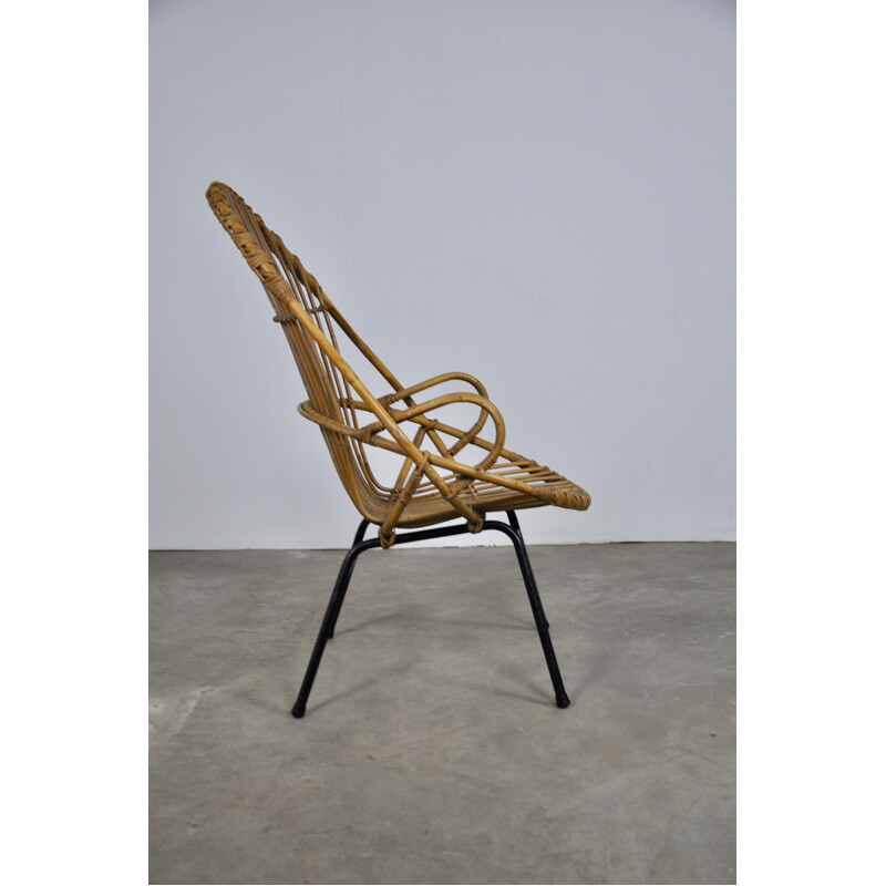 Vintage lounge chair in rattan by Rohe Noordwolde, 1960s