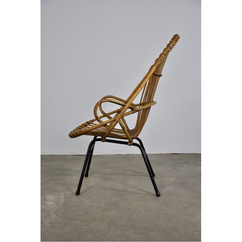 Vintage lounge chair in rattan by Rohe Noordwolde, 1960s