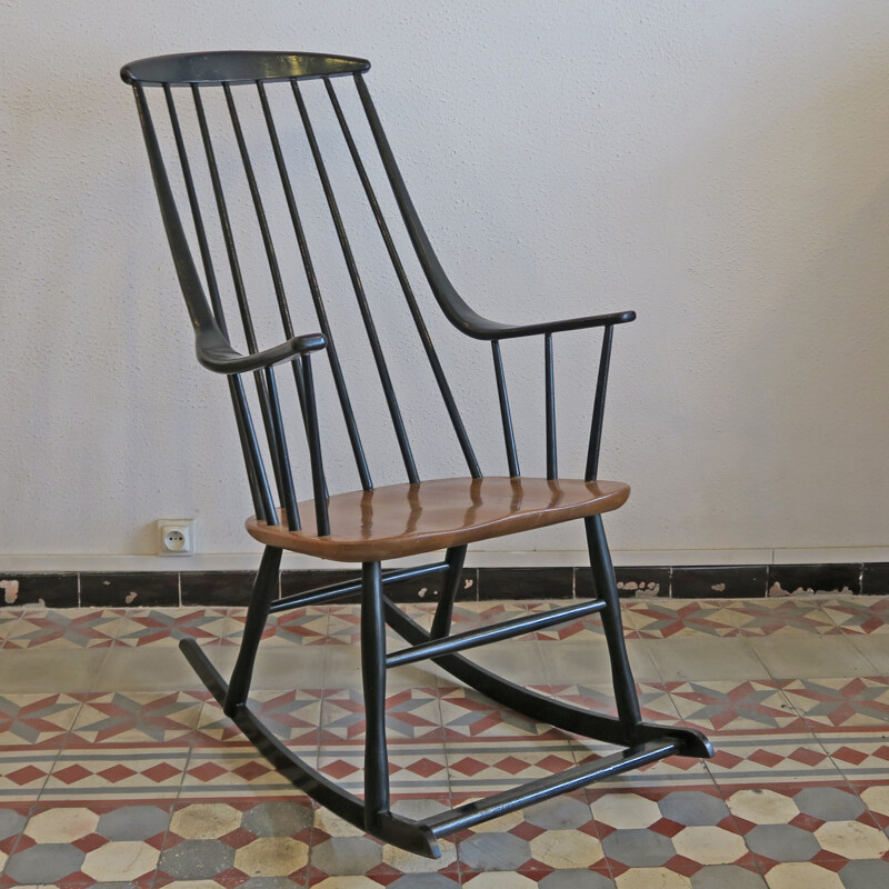 Vintage rocking chair Grandessa by Lena Larsson for Nesto Sweden 1960s