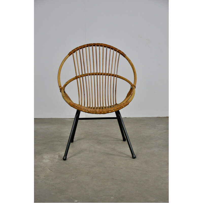 Vintage armchair in rattan by Rohe Noordwolde, 1960s 