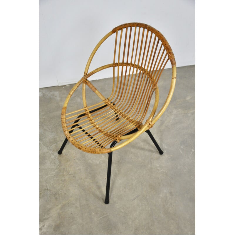 Vintage armchair in rattan by Rohe Noordwolde, 1960s 