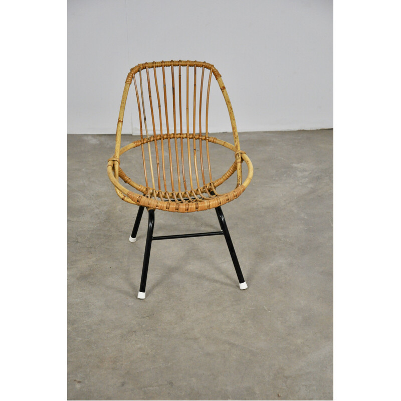 Vintage armchair for children in rattan by Rohe Noordwolde, 1960s