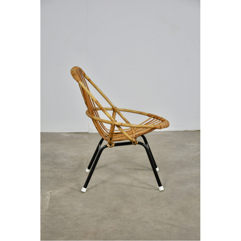 Vintage armchair for children in rattan by Rohe Noordwolde, 1960s