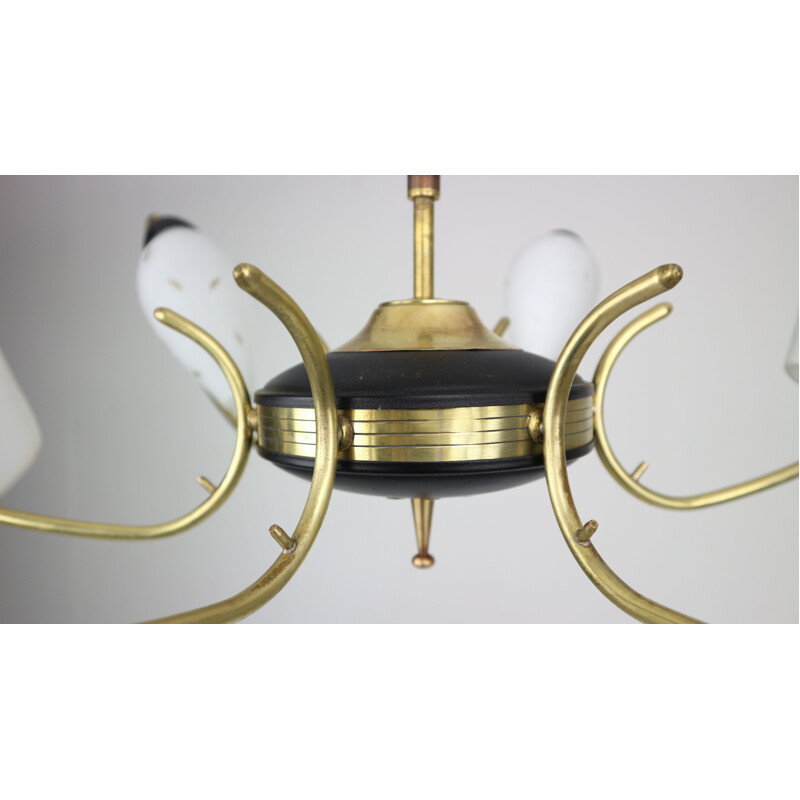 Vintage brass pendant light, France,1950