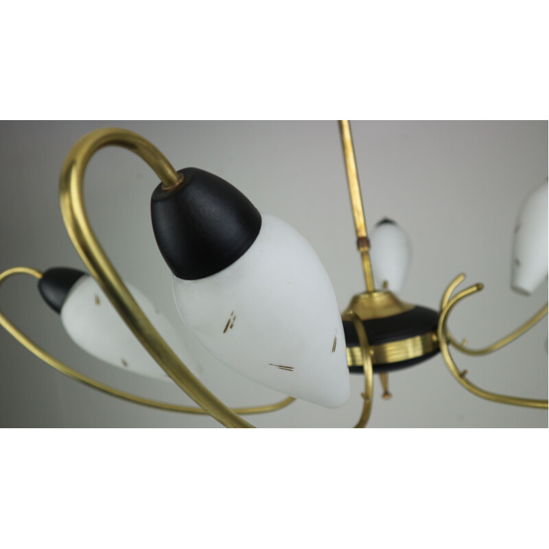 Vintage brass pendant light, France,1950