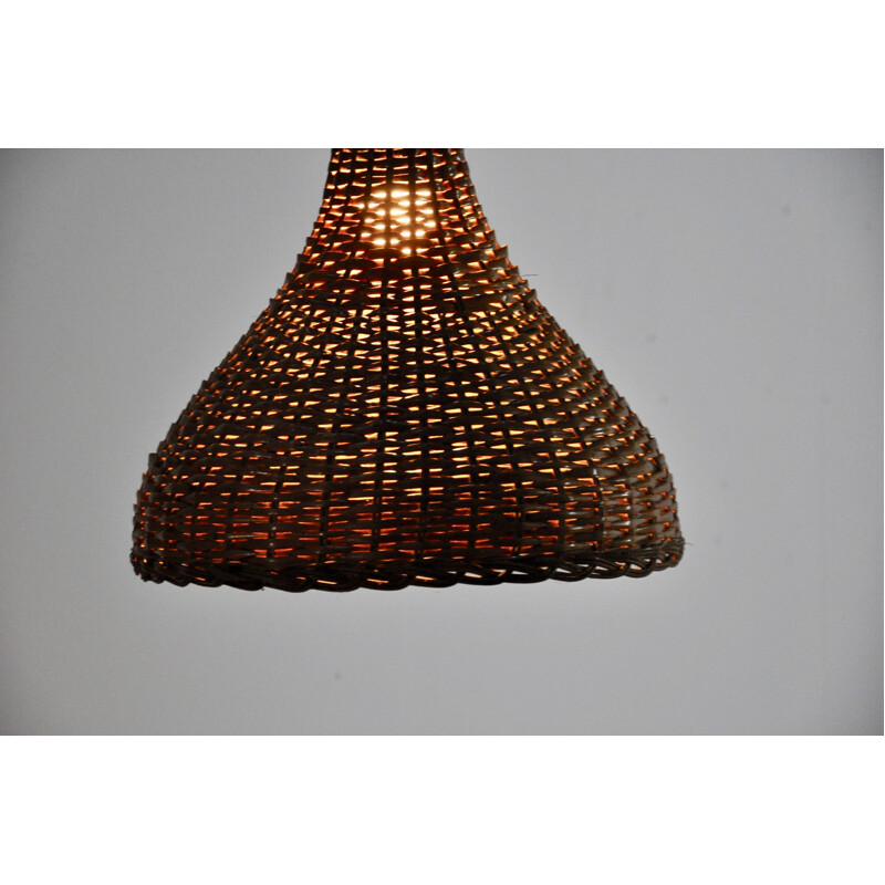 Vintage pendant light in wicker from the 60s 