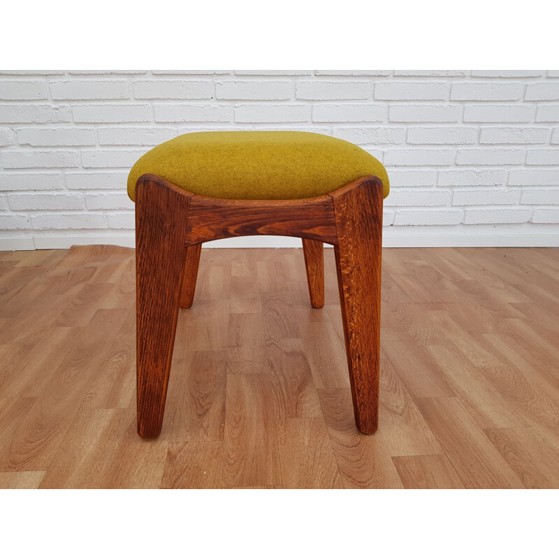 Vintage armchair and footstool in teak and wool Denmark 1970s