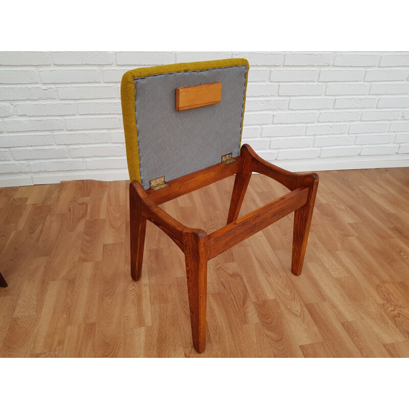 Fauteuil et ottoman vintage en teck et laine Danemark années 1970