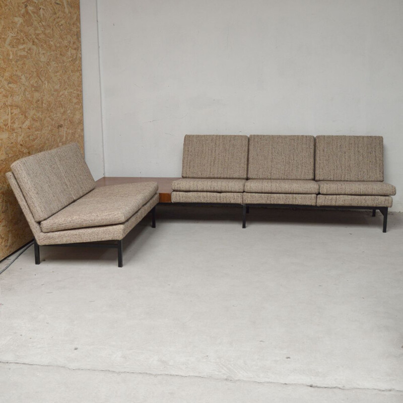 Vintage modular corner lounge with 3-seater sofa, 2-seater sofa and corner table,1960