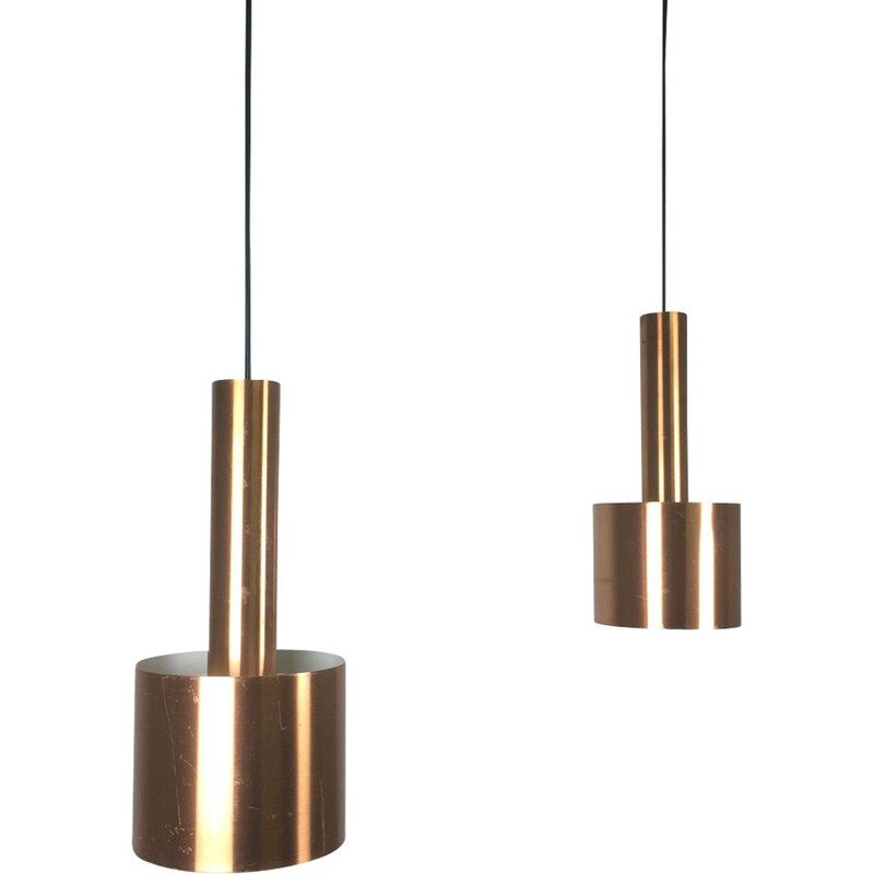 Pair of vintage metal pendant lamps by Jo Hammerborg for Fog and Mørup, 1963