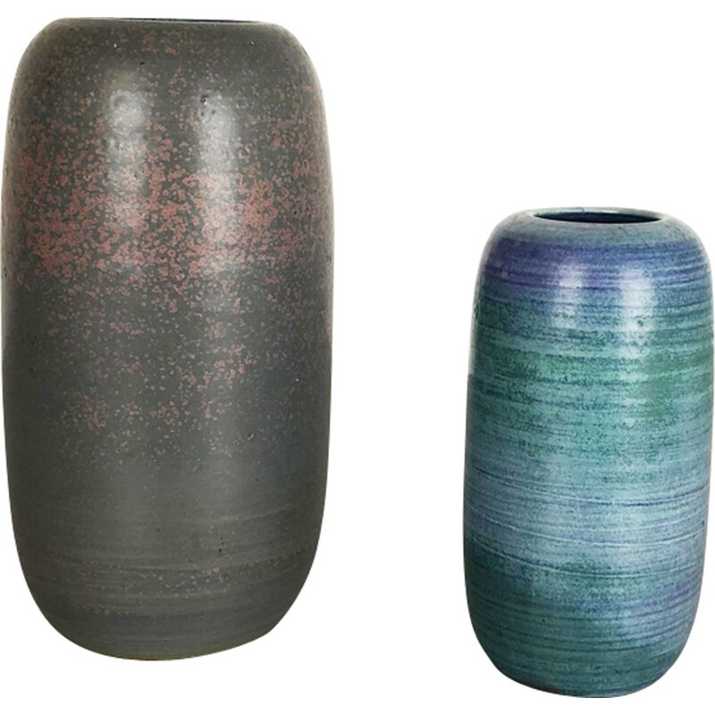 Paire de vases vintage en céramique Studio Pottery par Piet Knepper pour Mobach Pays-bas années 1970