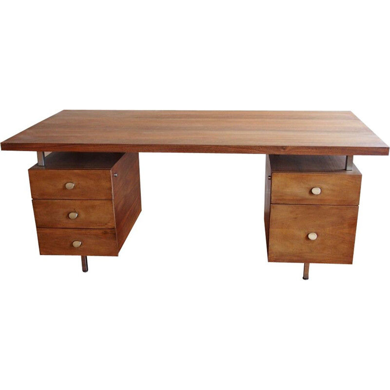 Vintage desk in walnut France 1970s