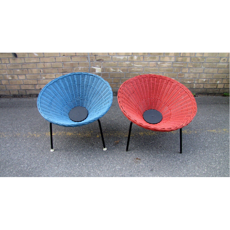 Pair of vintage wicker chairs, Sweden 1960