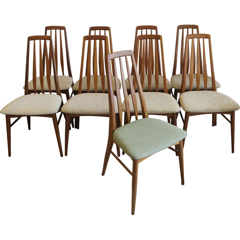 Set of 9 vintage chairs Eva by Niels Koefoed for Koefoeds Möbelfabrik, Hornslet, Denmark