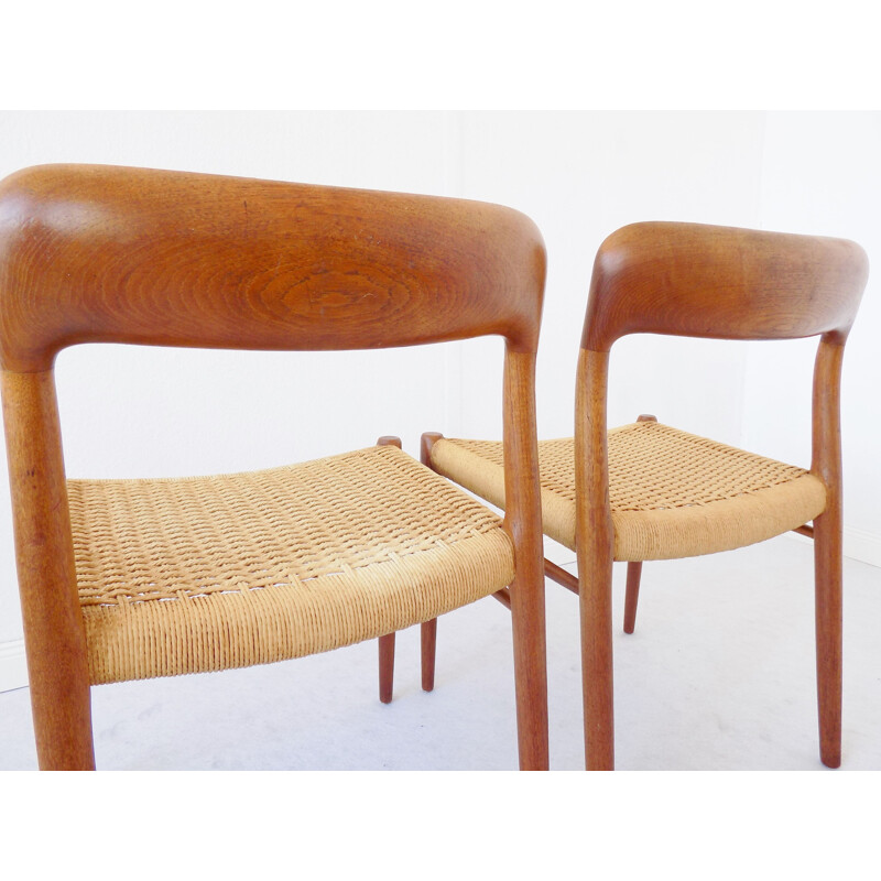 Paire de chaises à repas vintage par Niels Möller,1960