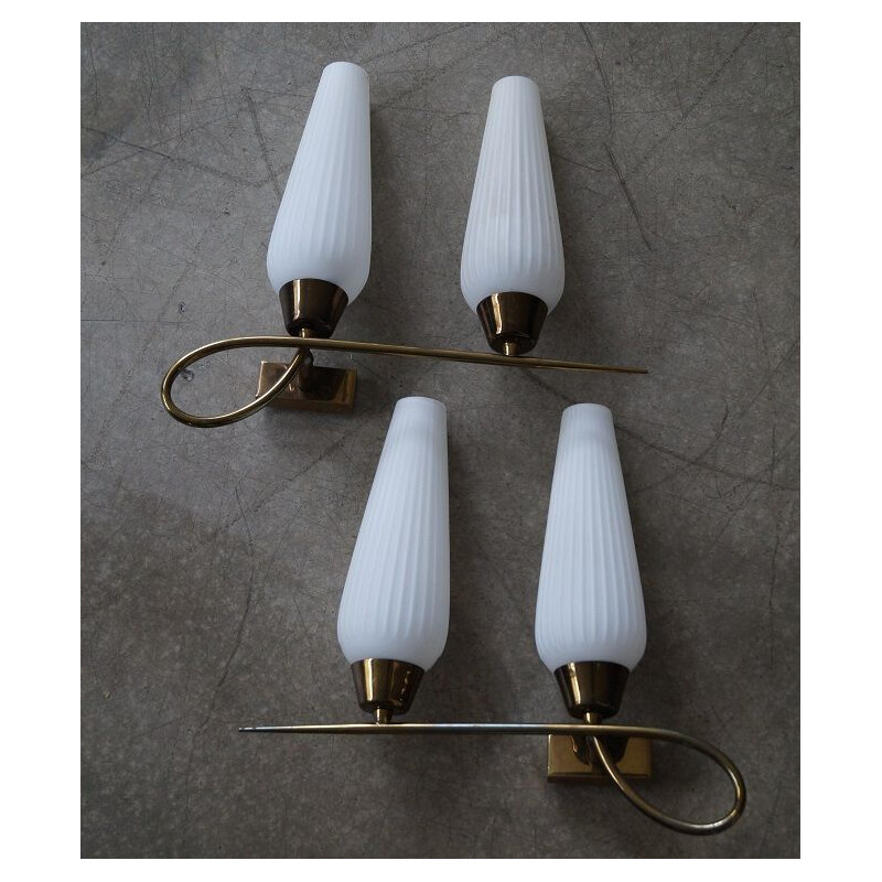 Pair of vintage wall lamps Lunel brass 1960