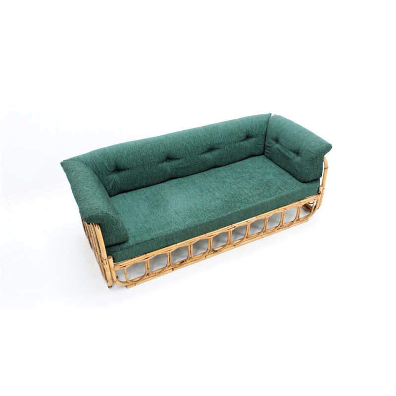 Vintage 3 seater sofa in rattan 1970s