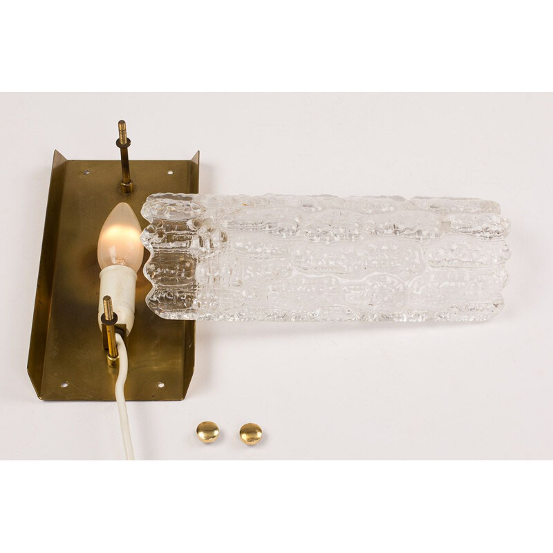 Vintage glass and brass sconces by Carl Fagerlund Orrefors, set of 2