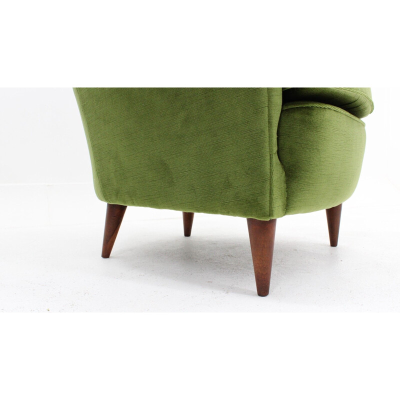 Vintage-Sessel aus grünem Samt, Italien 1950