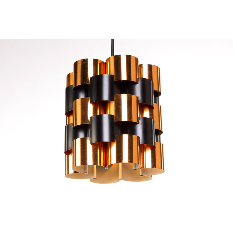 Vintage copper and black pendant lamp by Werner Schou